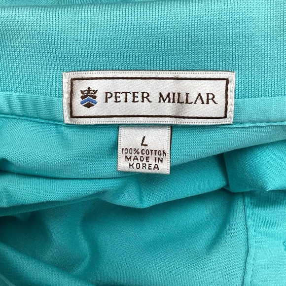 Peter Millar Polo Short Sleeve Cotton Shirt Turquoise - Picture 9 of 11